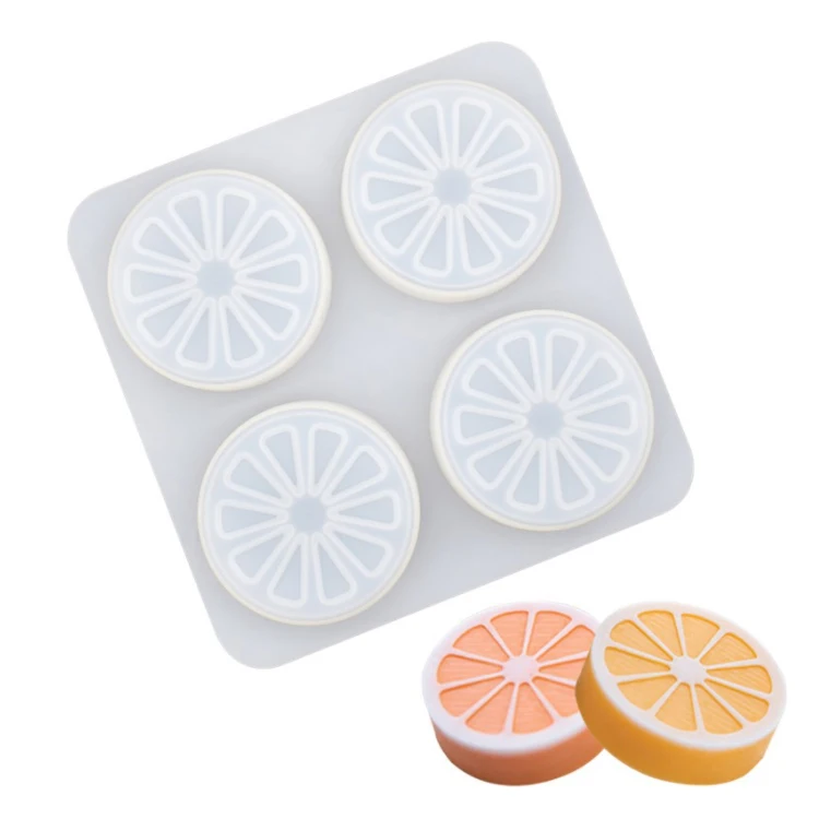 A22 4 Cavity Citrus Silicone Mold Round Food Grade Silicone Orange Soap Mold Ice Cube Mold Factory Price