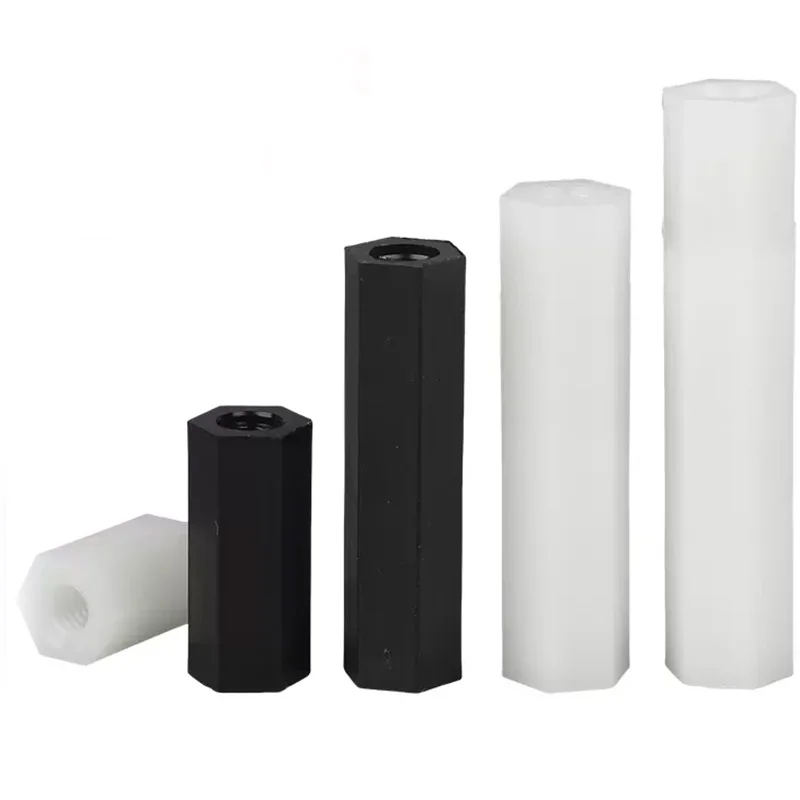 M2 M3 M4 White Black Hex Nylon Standoff Spacer Column Flat Head Through Hole Nylon Plastic Spacing Screws