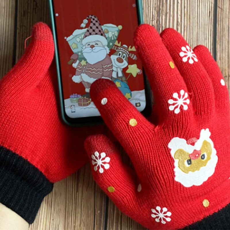 Женские зимние теплые вязаные перчатки