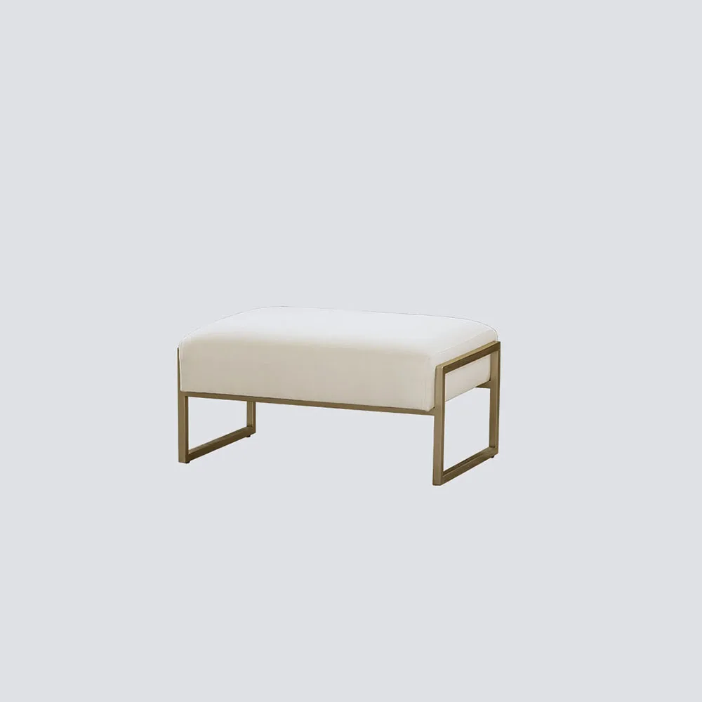 NS FURNITURE Teddy fabric ottoman bench easy cleaning Boucle living-room set chair with ottoman stainless steel frame stool