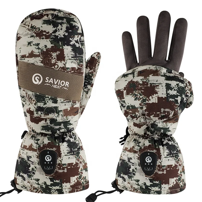 SAVIOR Camouflage Hunting Protective Outdoor Gear Winter Warm Waterproof Leather Decoy Gloves Bow Heated Hunting Gloves