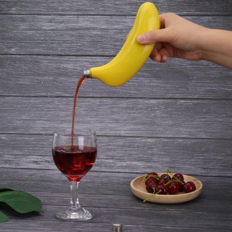 5oz Banana Shaped Hip Flask Pot Stainless Steel Pocket Wine Bottle Drinking Accessories