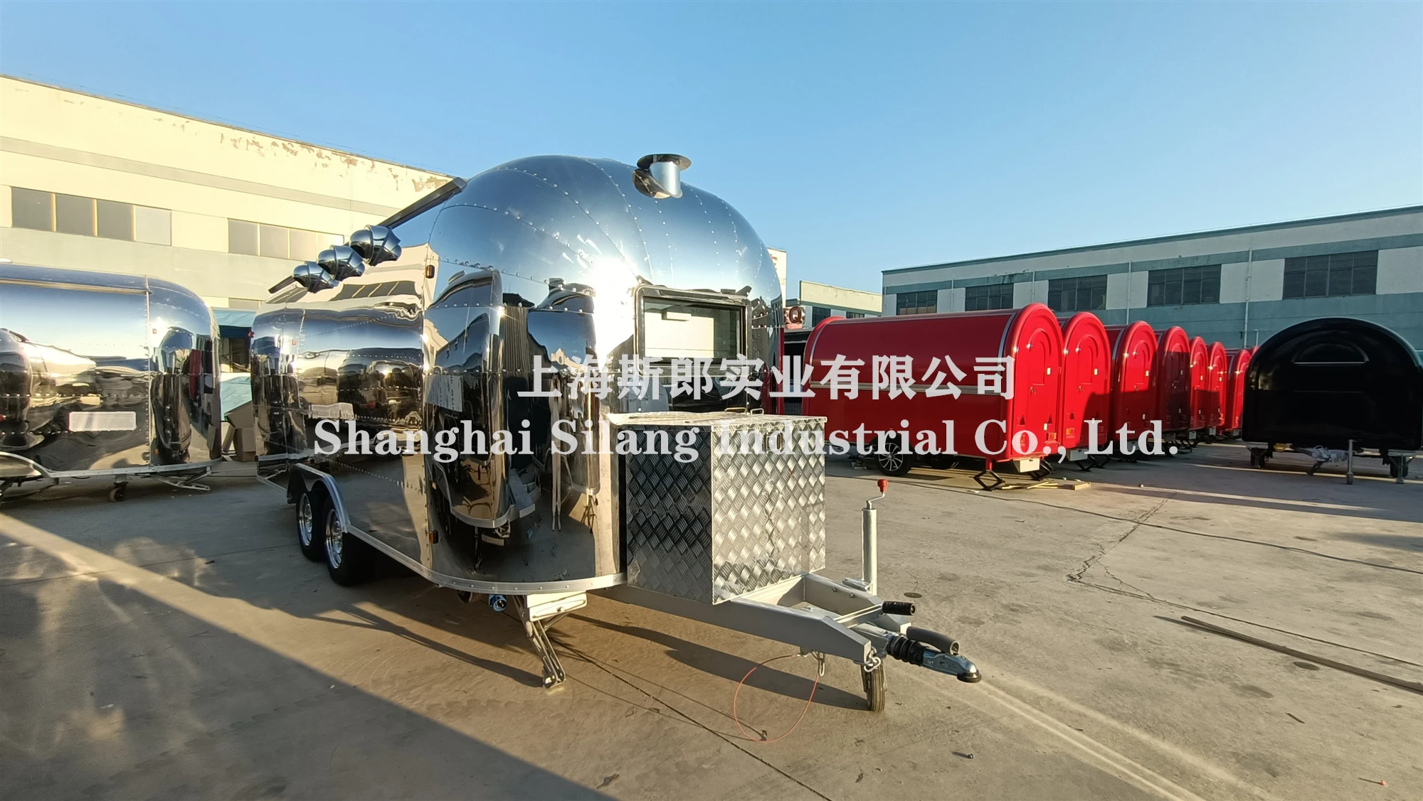 European standard food truck with pizza oven, Mobile kitchen van trailer full of equipment,  camping food trailer
