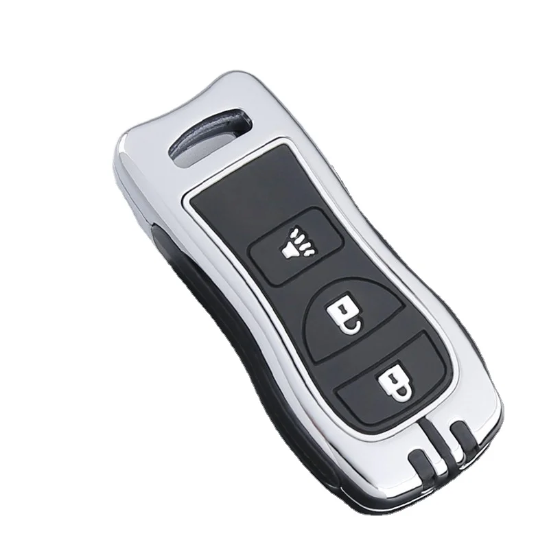 Upgraded Car Accessories Zinc Alloy+Silicone Key Fob Remote Cover Car Key Bag Fit for Nissan Tiida Qashqai  NV200 Paladin