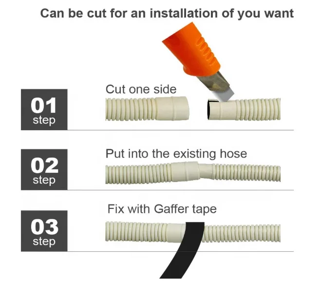 ROHS Flexible Durable AC White Universal 5 8 ID Air Conditioning Water Connector Pipe Drain Hose