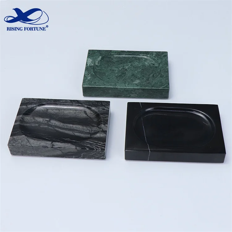 Handicraft Toilet Bathroom Natural Black Marble Stone Shower Bar Soap Tray Single Scallop Soap Dish
