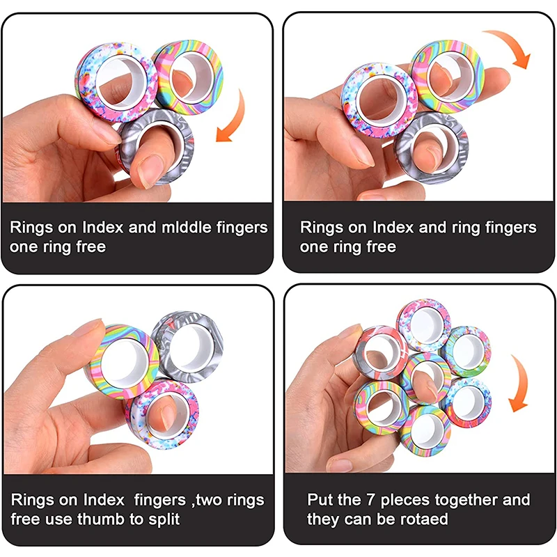 Stress Relief Magnetic Rings Camouflage Glow In Dark Spinner Fidget Rings Toys for Adult Kids