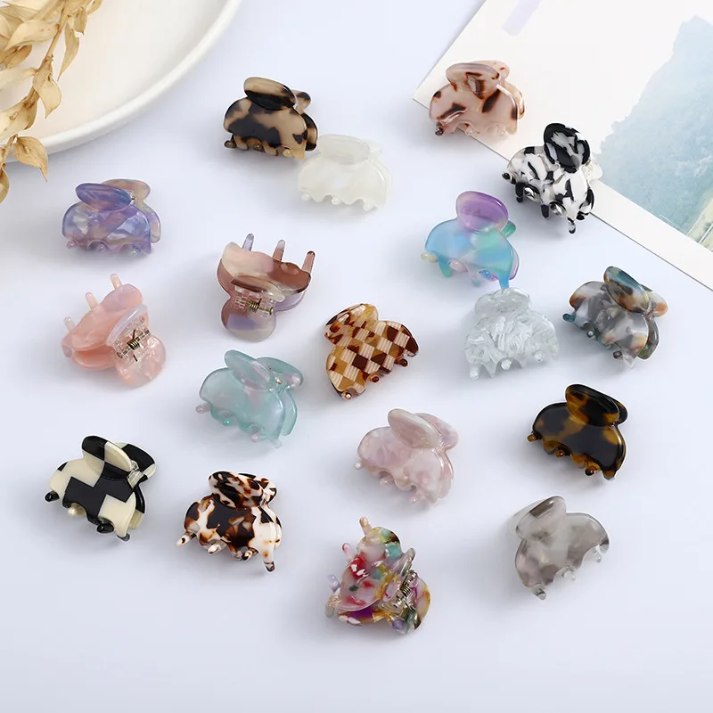 Hot Selling Korean 3cm Mini Tortoiseshell Hair Claw Accessories Colorful Cellulose Acetate Hair Claw Clips For Women