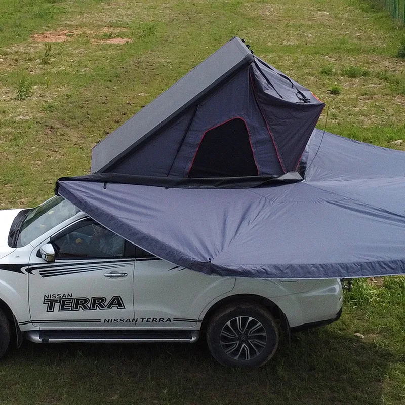 Popular Camping Aluminum 4 Person Roof Top Tent Car Rooftop Tent Triangle Clamshell Hard Shell Top Roof Tent