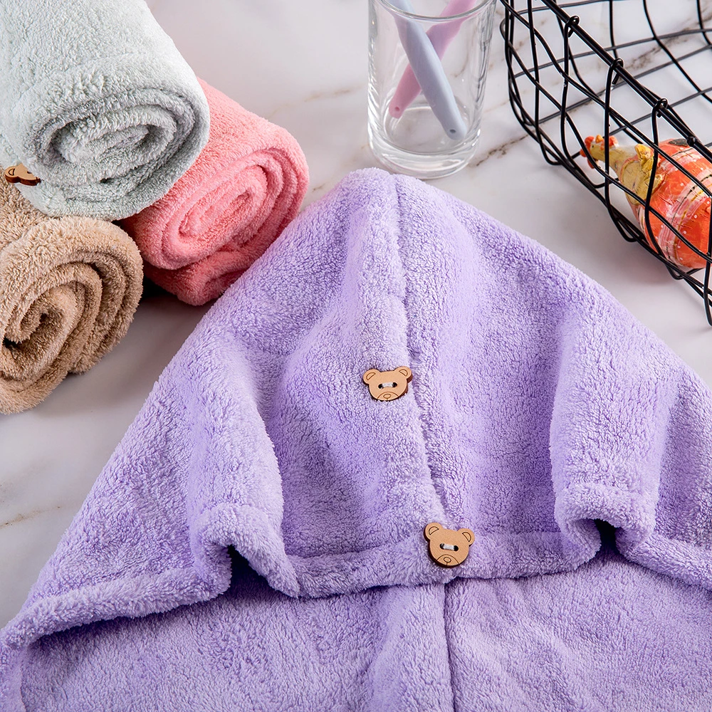t shirt material turban microfiber coral velvet dry double layer hair towel wrap