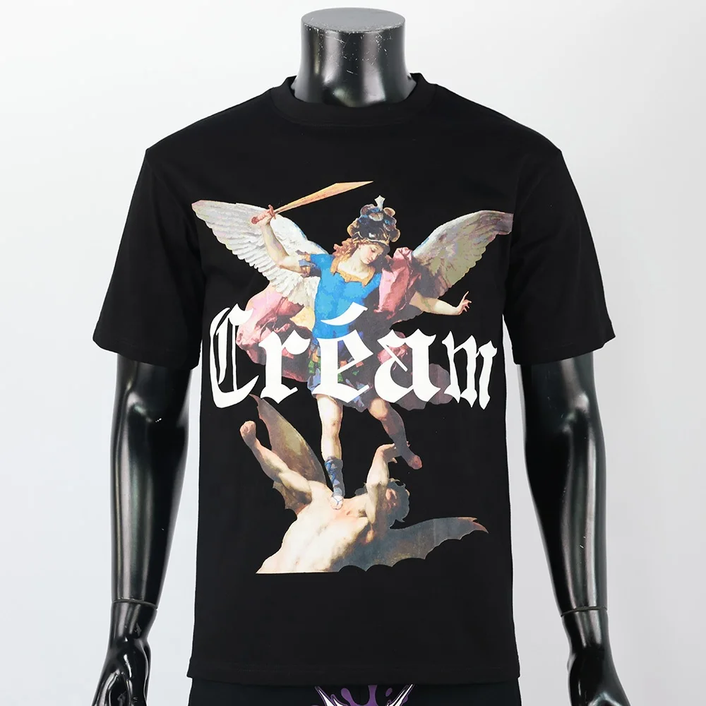 DTG Print Custom T shirt 3D Puff Print Heavyweight Cotton Jersey 220 gsm 300 gsm Tshirt Streetwear Graphic T-shirts for Men