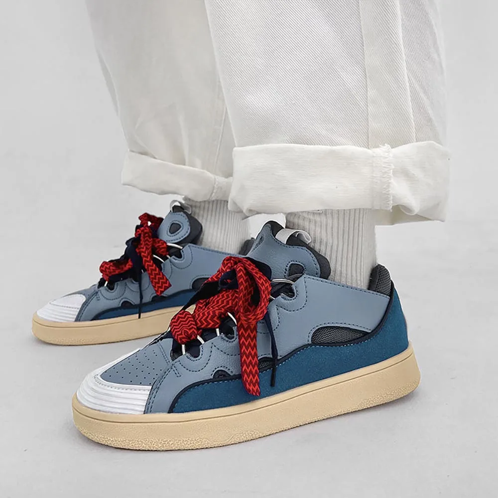 Qiyao New Style Fashion Couple Men Women Custom Logo Lanvines Curb Big String Designer Skateboard Sneakers Casual Shoes