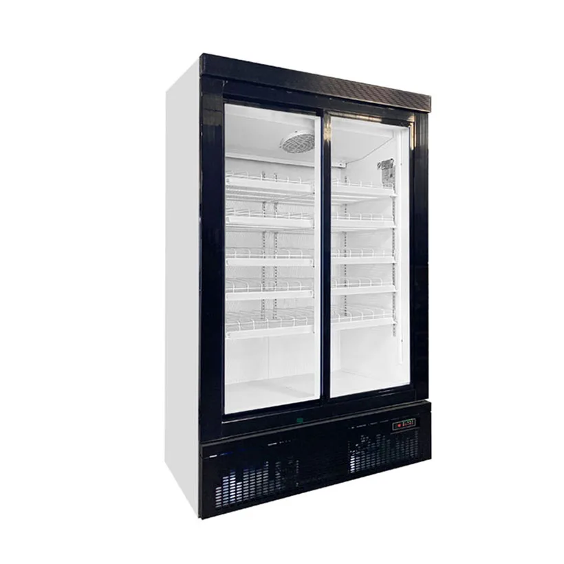 Painted Steel Fan Cooling Plastic Coated 220V Supermarket Glass Door Merchandising Cooler Beverage Refrigerator