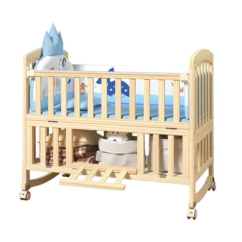 Handmade baby doll crib cot with large space storage drawers