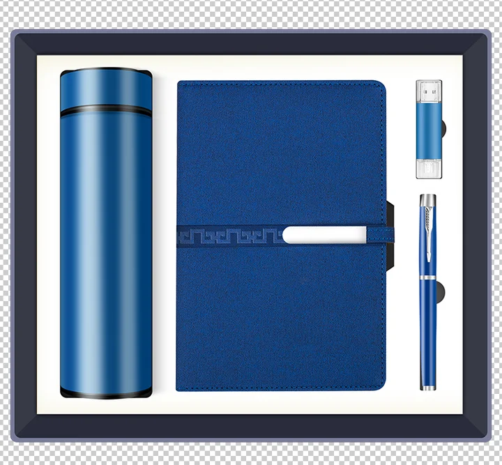 2025 Business Gift Customized Corporate Giveaways A5 Notebook & Vacuum Flask & USB Flash Drive & Pen for Man Women Event
