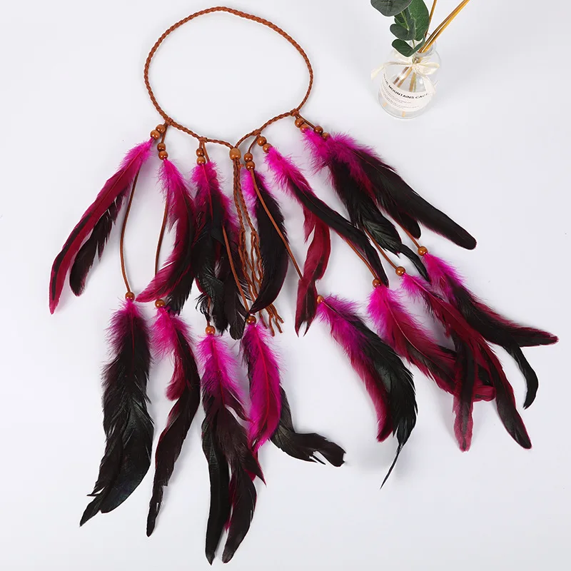 Hair Accessories Festival Women Hippie Adjustable Headdress Boho Peacock Feather Hairband Headband