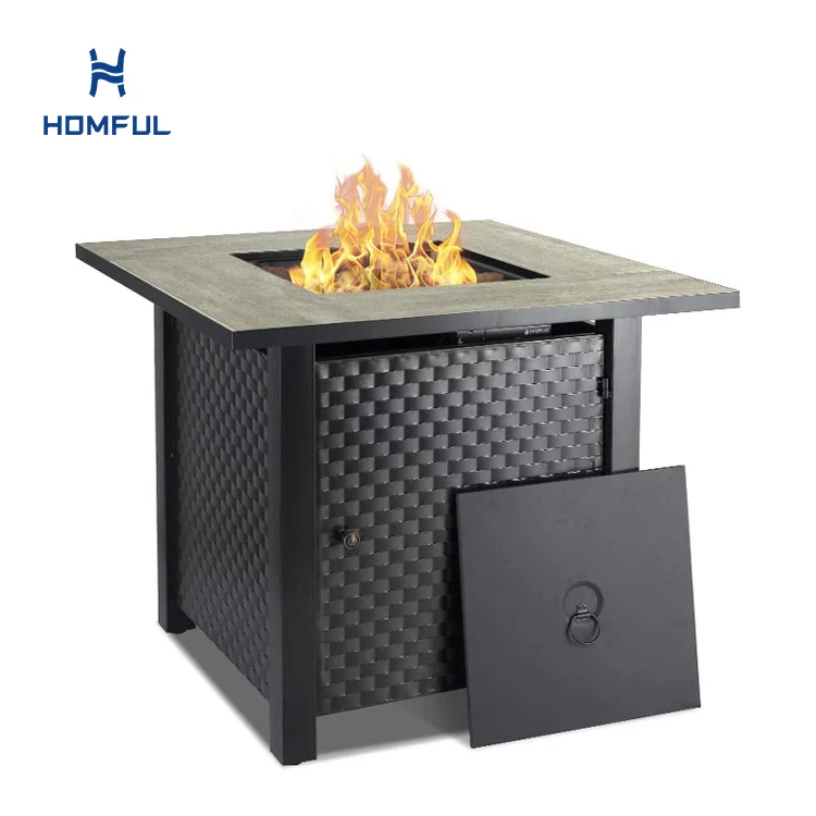 2 In 1 Wicker Rattan Fire Pit Table Outdoor Gas Fire Pit Propane Fire Pit Table