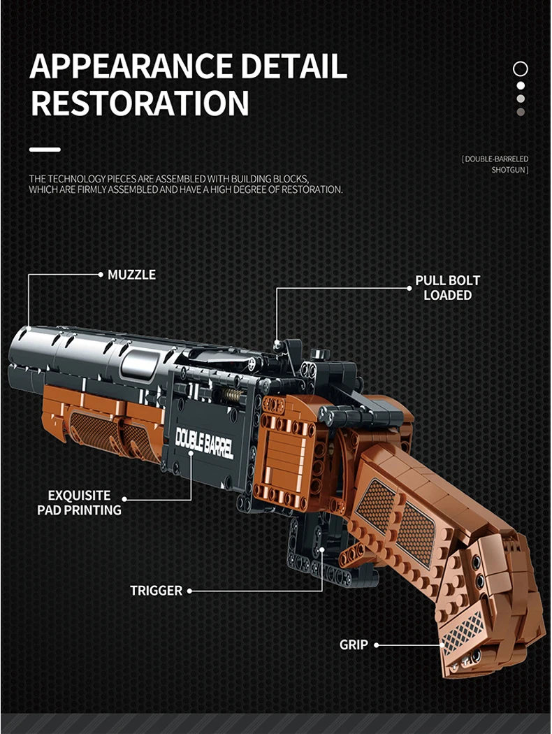 1006pcs Building Block Bricks Simulated Military Weapon DIY SINGLE/DOUBLE SHOT DOUBLE BARREL SHOTGUN Model Shooting Toy for Gift