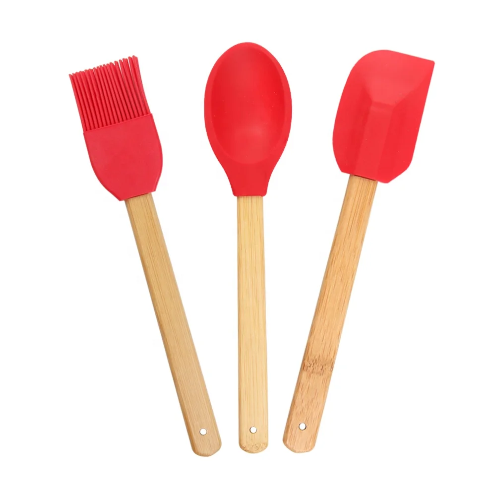 New Arrivals Scraper Set Pastry Cooking Tools 3PCS Silicone Baking Spoon Butter Spatula Set