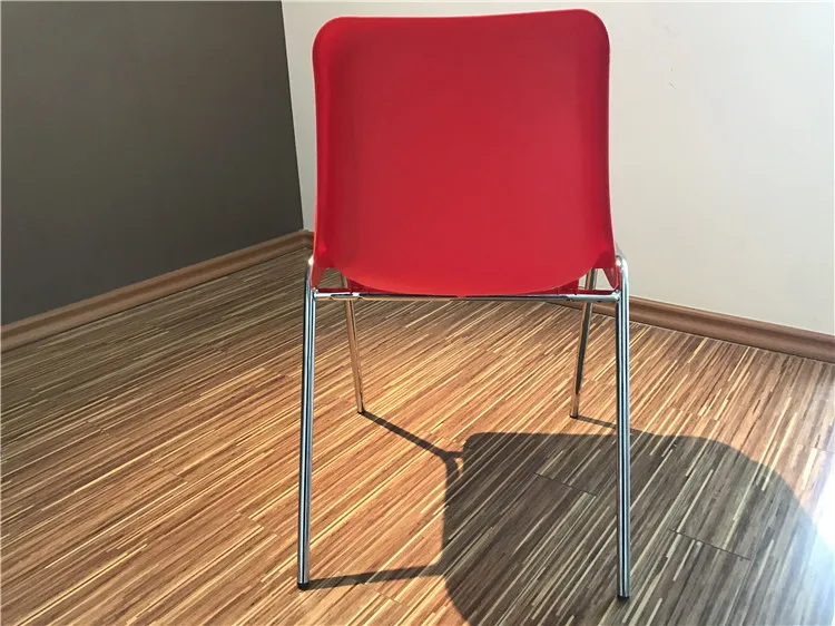 chinese office furniture cheap durable modern school cafe fast food training dining restaurant plastic chair metal leg stackable