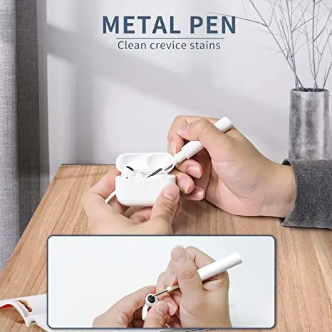 Portable 3-in-1 earphone cleaning pen tool for airpod dust removal anti blocking earphone Cleaning Kit
