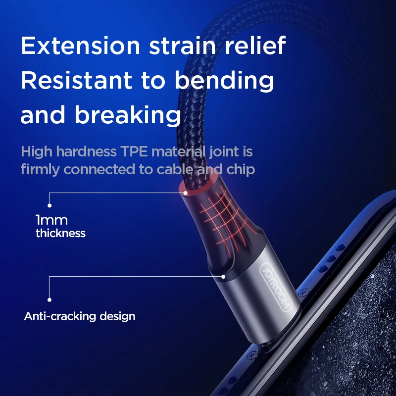 
Joyroom custom braided nylon usb type c fast charging cable for android 