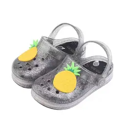 new fruit slippers children  jelly shoes boys and girls cute pvc Croc Clogs Hole Slippers jelly slippers LED lights