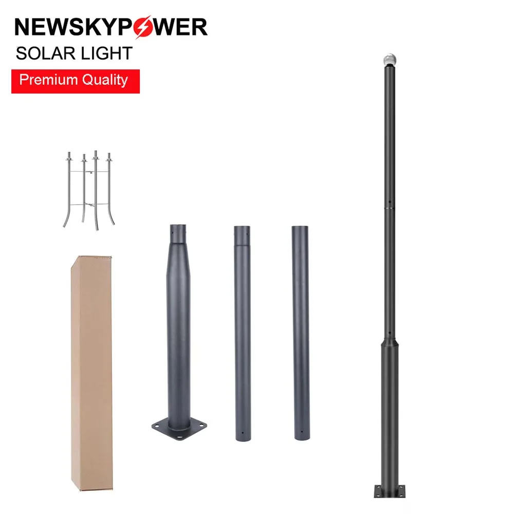 Street Light Pole 4M 5M 6M Straight 76MM Top End Split Type Galvanized Steel Solar Street Light Pole