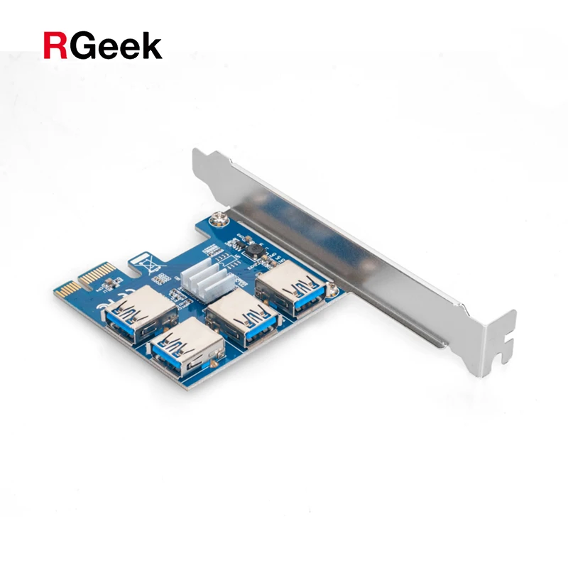  RGeek BTC Майнер биткоинов Майнинг PCIe от 1 до 4 16X карта Райзер PCI-E 1X USB 3 0 адаптер Порт
