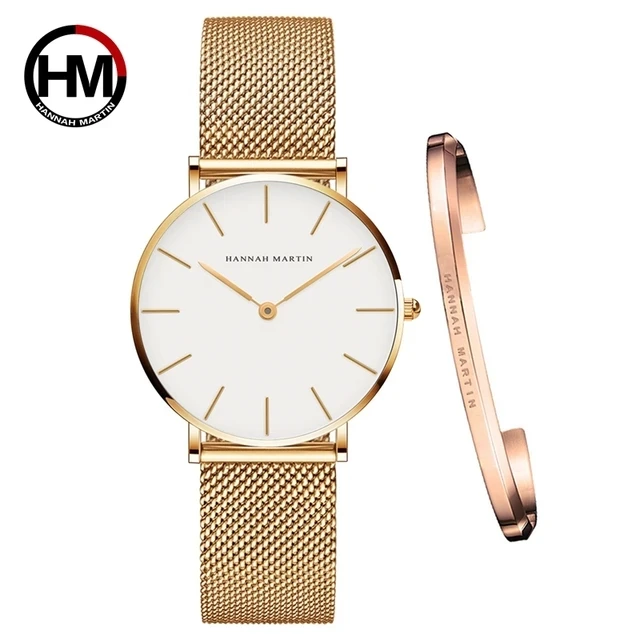 Japan Quartz Simple Design Waterproof Rose Gold Stainless Steel Mesh Band Lady Watches for Women Dropshipping white Dial Watch