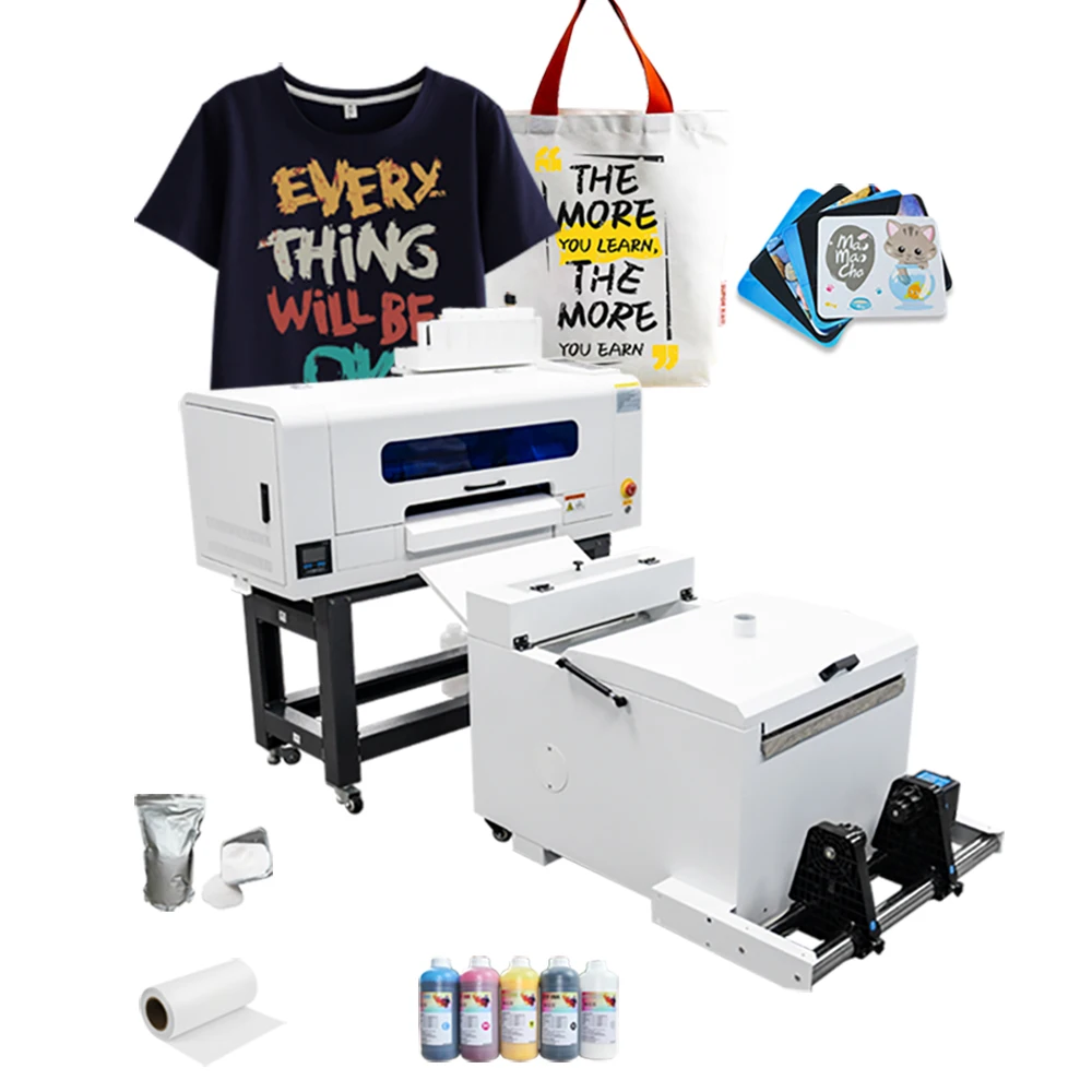 dtf printer transfer a2 dtf printer automatic t shirt dtf printer for clothes dual xp600/i1600 with powder shaking machine
