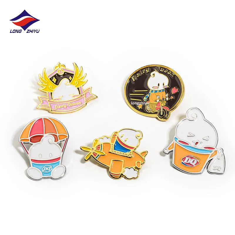 Longzhiyu 17 years metal logo badges manufacturer custom jacket game soft enamel pin wholesale cute anime lapel pins