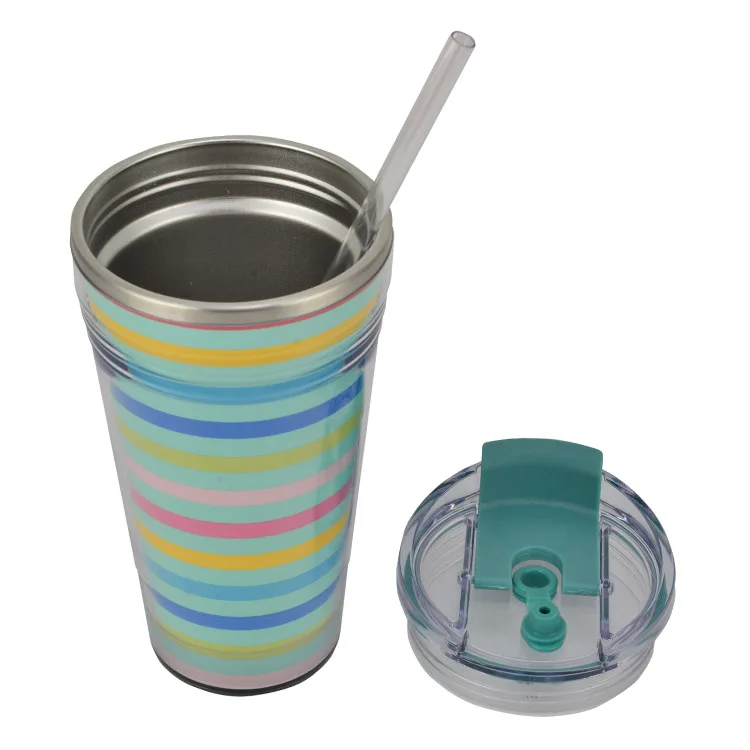 Sports Vacuum Insulated Stainless Steel Cup With Straw And Lid