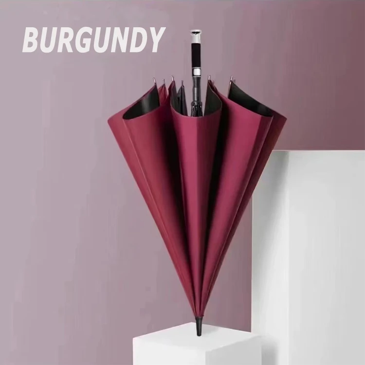 Big Golf Umbrellacarbon Fiberglass frame Automatic opening 190T Pongee Luxury branded Handle customized with Logo Promotion