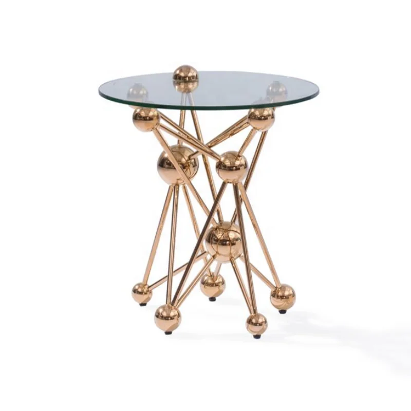 
Home furniture gold finish round side table end table 