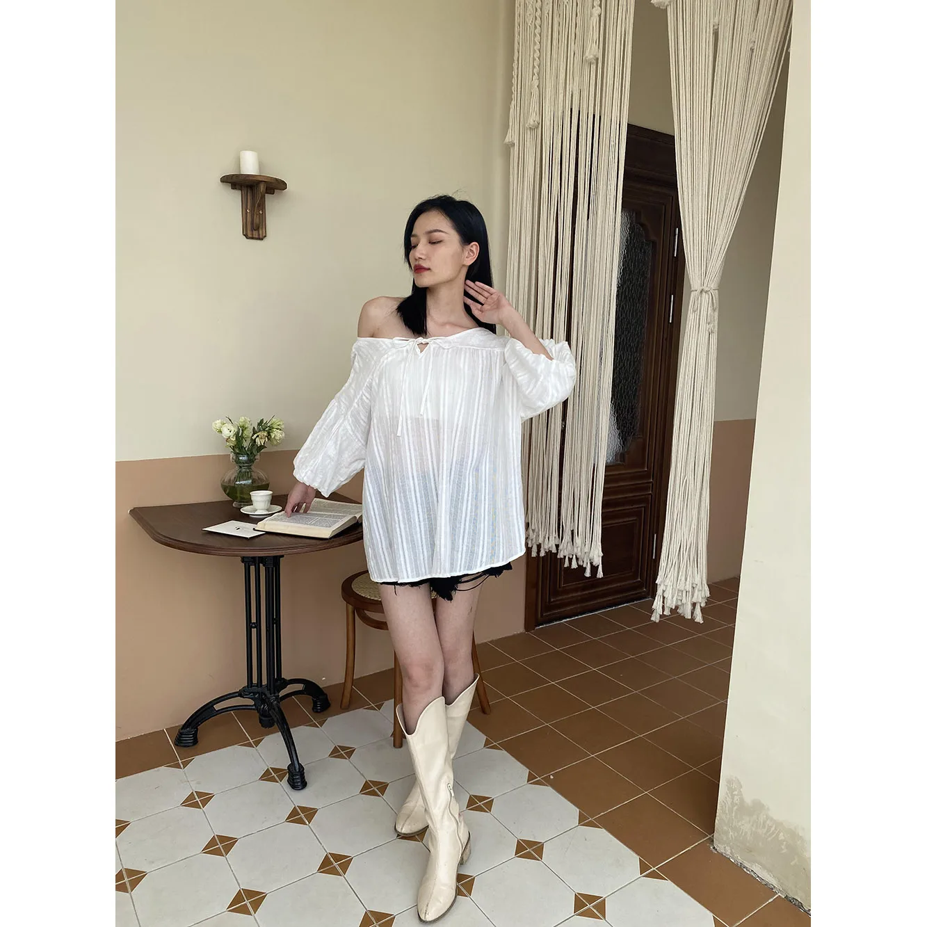 SOUL ECO Embroidery Blouse Women Vintage Lady Casual Short Long Sleeve Shirt Blouse for Women
