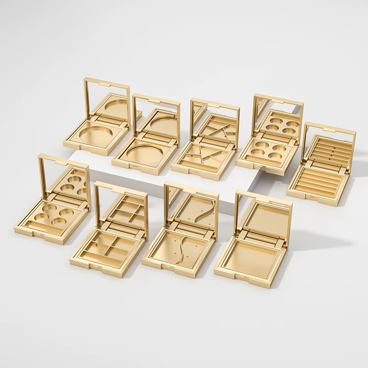 Custom Square Empty Private Label Gold Eyeshadow Palette Make-up Container