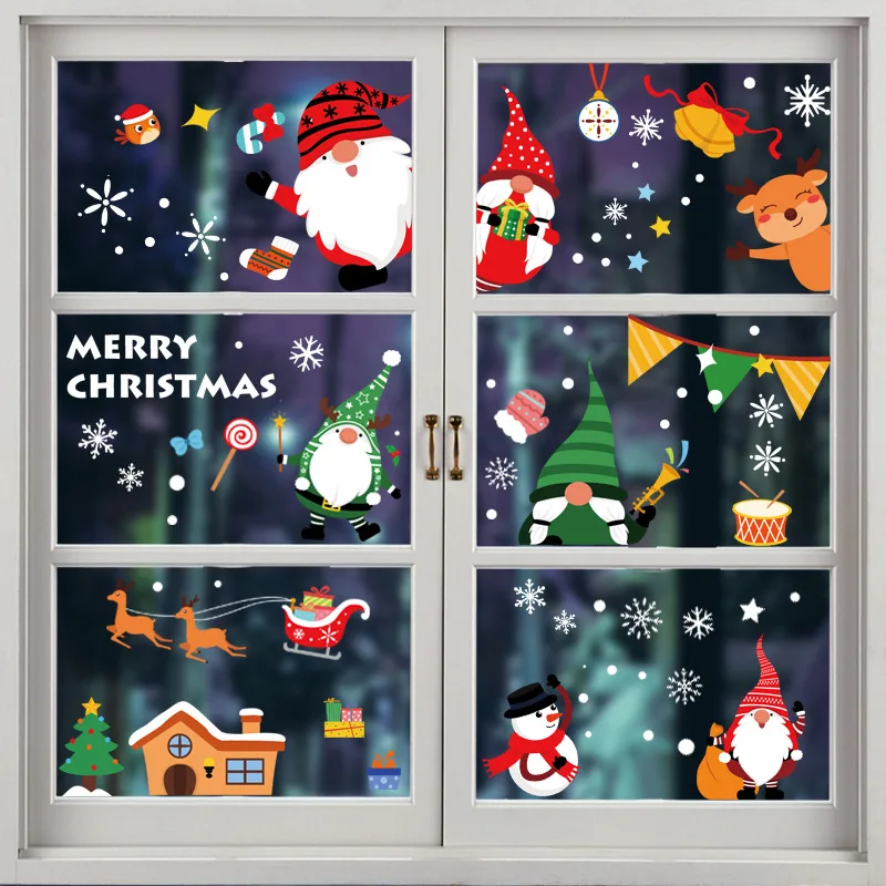 New Arrival Colorful Electrostatic Decorative Snowflake Merry Christmas Mirror Window