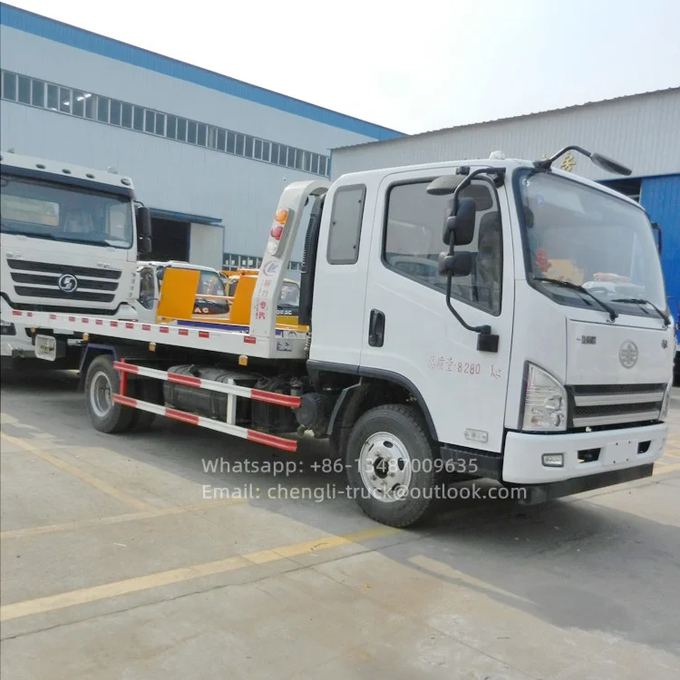 FAW TIGER VH tray wrecker 4 ton FAW flatbed tow truck for traffic block