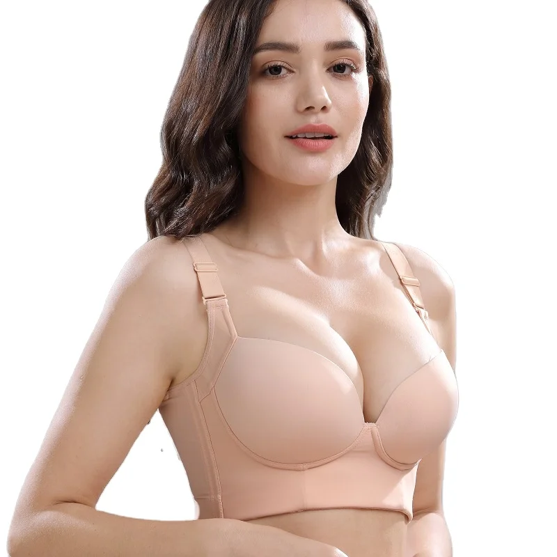 BOJIN Best Seller Wireless Lace Lined Plus Size Shapers GH IJ Cup Sexy Everyday Adult Underwear Re-Shaping Push Bras Hide Fat