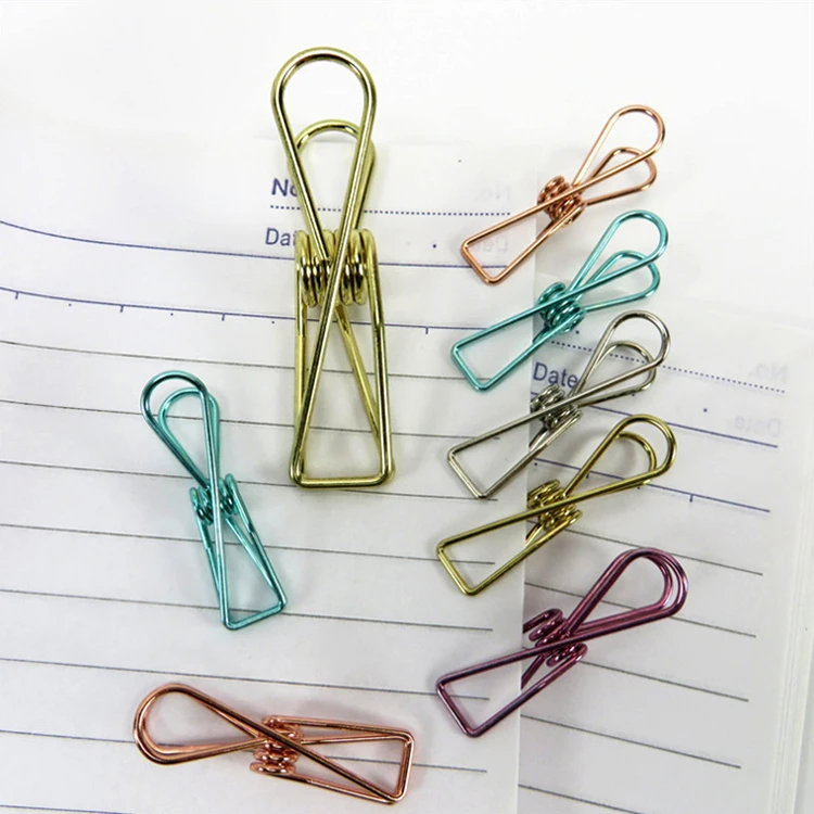 Small Order middle size Colorful steel metal fish binder clip office stationery metal file clips