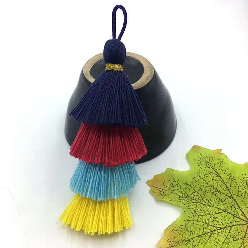 
Fashion charm color tassel multi-layer cotton tassel decoration diy keychain earrings ethnic style hanging custom tassel 