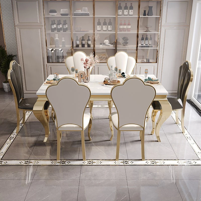 Wedding Event Party Furniture Simple Style Snake Legs Louis Gold Stainless Steel Wedding Dining Table