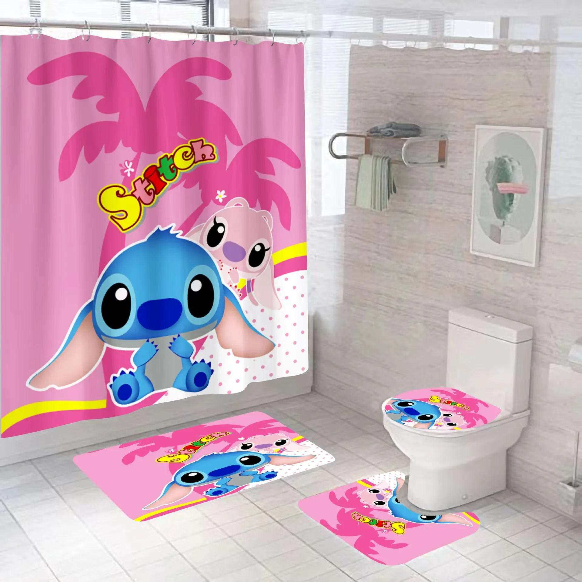 High Quality Wholesale Custom Cheap Waterproof Shower Curtain Cartoon Kids Bathroom Set