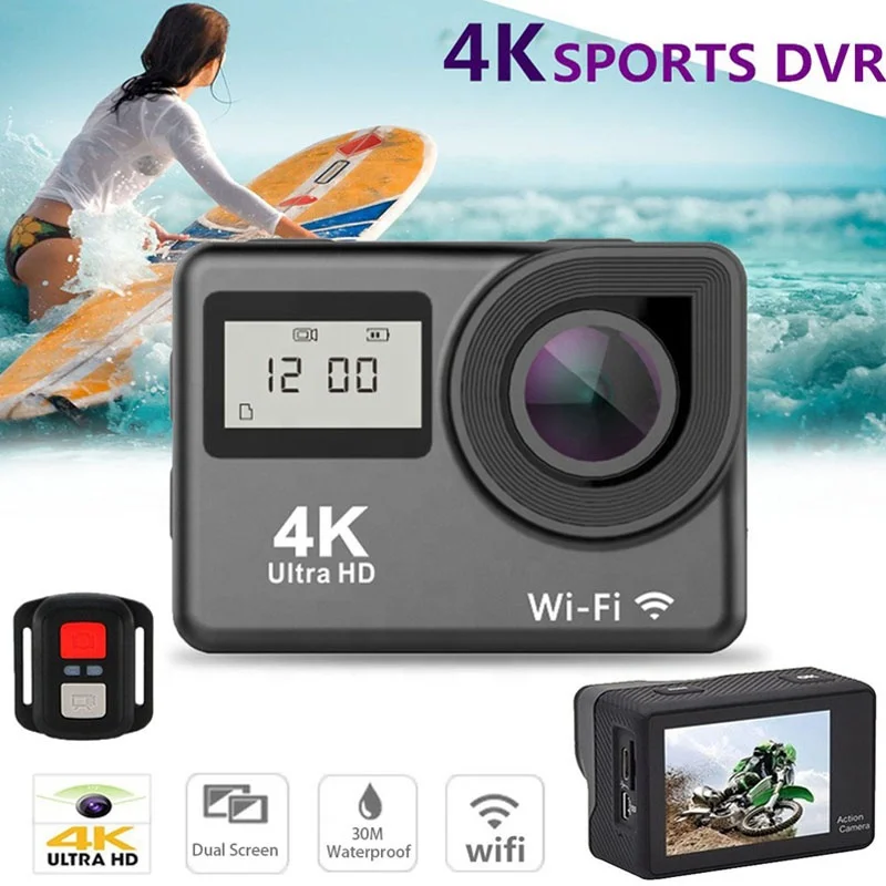  Экшн-камера HD 4K цифровая 12 МП Спортивная с дистанционным управлением 2