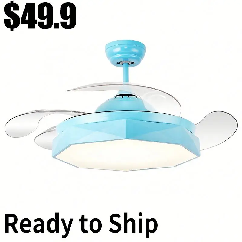 Modern retractable LED ceiling fan light with  remote control 42 inch light fans for children home ceiling fan 110v 220v