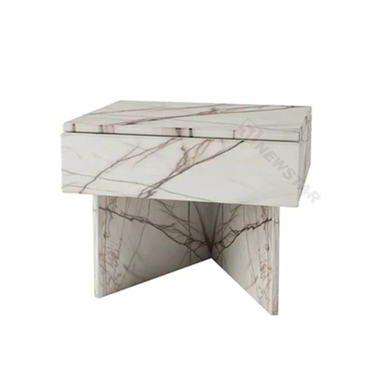 Newstar боковая кровать стол белый итальянский каррарский полукубок современный пьедестал высокий роскошный мраморный прикроватный столик для спальни