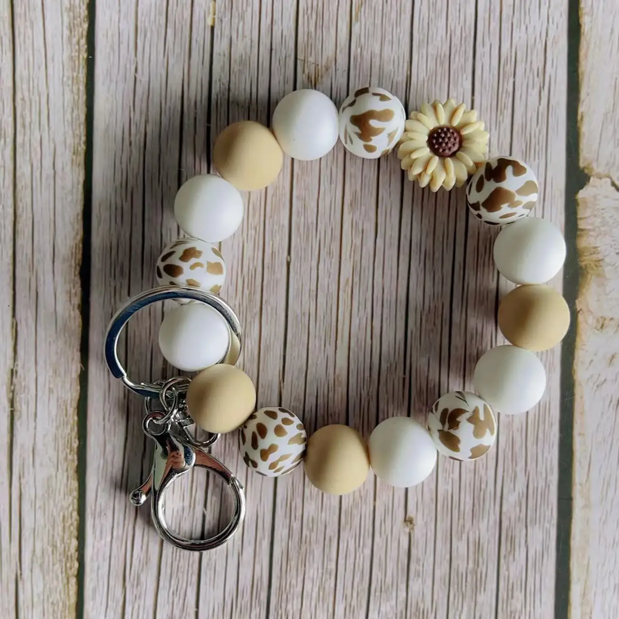 New Design Personalized Custom Silicone Beaded Bracelet Cups Cactus Silicone Wristket Keychain