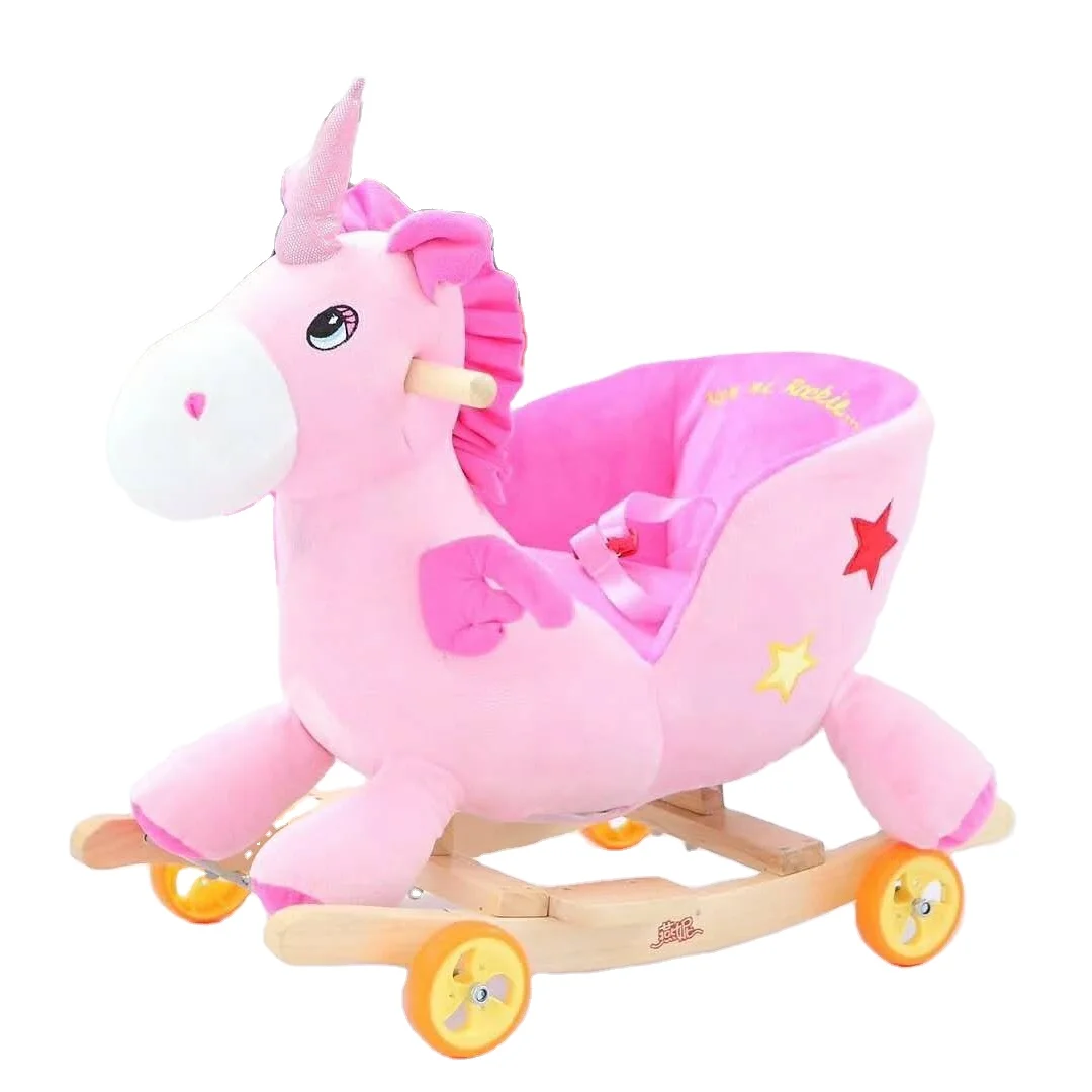 wholesales  plush baby rocking unicorn chair with baby lullaby music. rocking horse kids toy