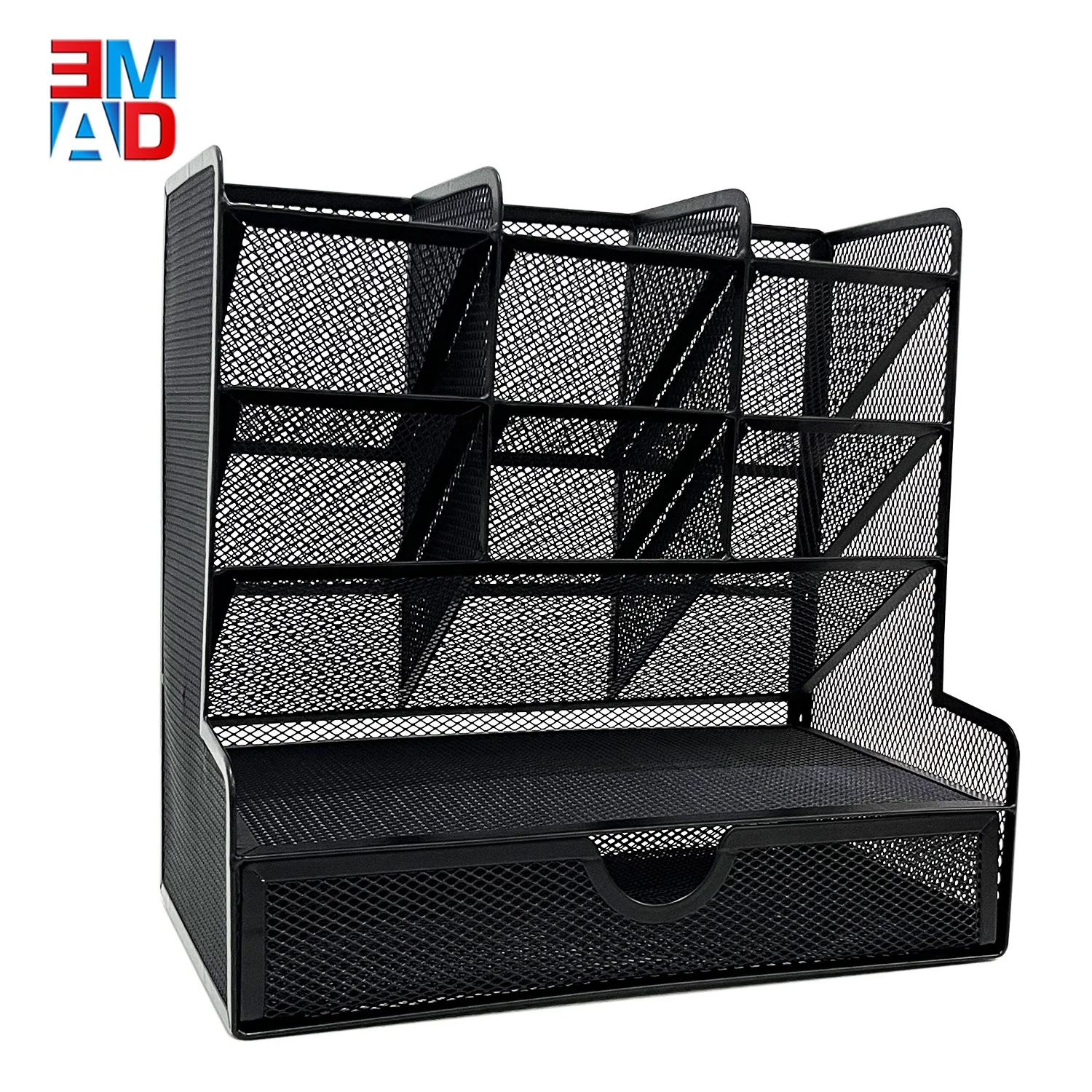Multifunction custom logo fashion black metal mesh desk organizer office accessories drawer design pen holder for desk